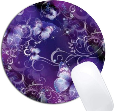 Butterfly On Purple Mouse Pad Στρογγυλό αντιολισθητικό ελαστικό mousepad Διακοσμητικό φορητού υπολογιστή γραφείου Χαριτωμένα αξεσουάρ γραφείου Σχεδιασμός Mousepad