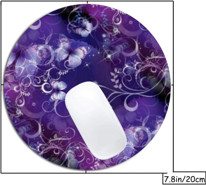 Butterfly On Purple Mouse Pad Στρογγυλό αντιολισθητικό ελαστικό mousepad Διακοσμητικό φορητού υπολογιστή γραφείου Χαριτωμένα αξεσουάρ γραφείου Σχεδιασμός Mousepad