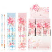 12tk/karp Kawaii Sakura pliiatsid HB standardsed puidust pliiatsid Korea kirjatarbed poistele tüdrukutele joonistus visandid tööriistad kontoritarbed