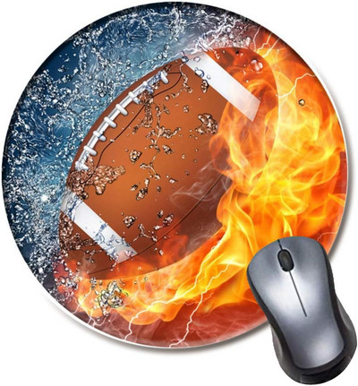 Jalgpall Fire Water Mouse Pad Mängu ümmargune hiirepadi arvuti sülearvutile libisemiskindel kummist lauamatt Armas kontorikingitus (7,9 tolli)