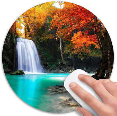 Autumn Deep Forest Waterfall Egérpad csúszásmentes gumi bázisú játék egérpad vezeték nélküli egérhez Számítógépekhez Laptop Office