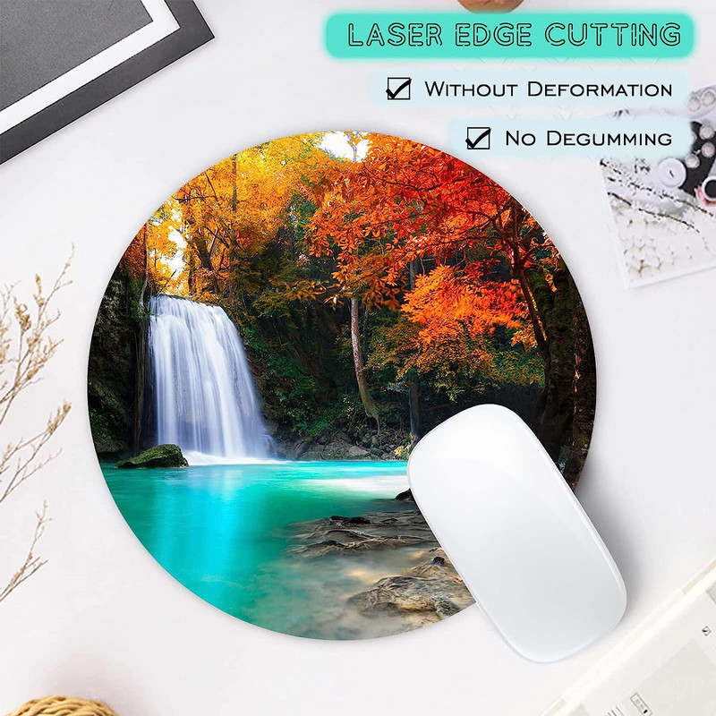 Autumn Deep Forest Waterfall Mousepad Αντιολισθητική βάση από καουτσούκ για gaming mousepad για ασύρματο ποντίκι Υπολογιστές Laptop Office