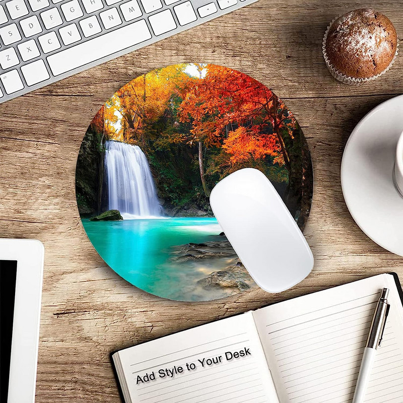 Autumn Deep Forest Waterfall Mousepad Αντιολισθητική βάση από καουτσούκ για gaming mousepad για ασύρματο ποντίκι Υπολογιστές Laptop Office