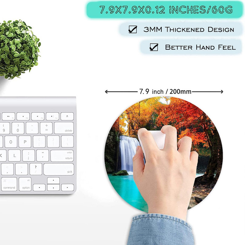 Autumn Deep Forest Waterfall Mousepad Αντιολισθητική βάση από καουτσούκ για gaming mousepad για ασύρματο ποντίκι Υπολογιστές Laptop Office