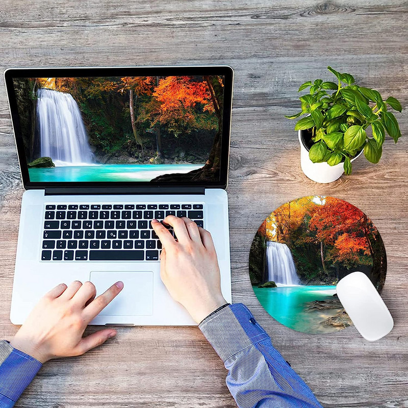 Autumn Deep Forest Waterfall Mousepad Αντιολισθητική βάση από καουτσούκ για gaming mousepad για ασύρματο ποντίκι Υπολογιστές Laptop Office