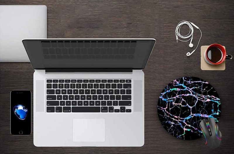 Rainbow Stripes Μαύρο Μάρμαρο Υπολογιστή Mouse pad Σχεδιασμός Mouse pad Mouse pad για υπολογιστές Office Home 7,9" x 7,9" ίντσες