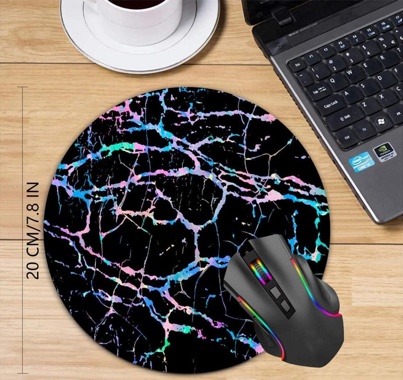 Rainbow Stripes Μαύρο Μάρμαρο Υπολογιστή Mouse pad Σχεδιασμός Mouse pad Mouse pad για υπολογιστές Office Home 7,9" x 7,9" ίντσες