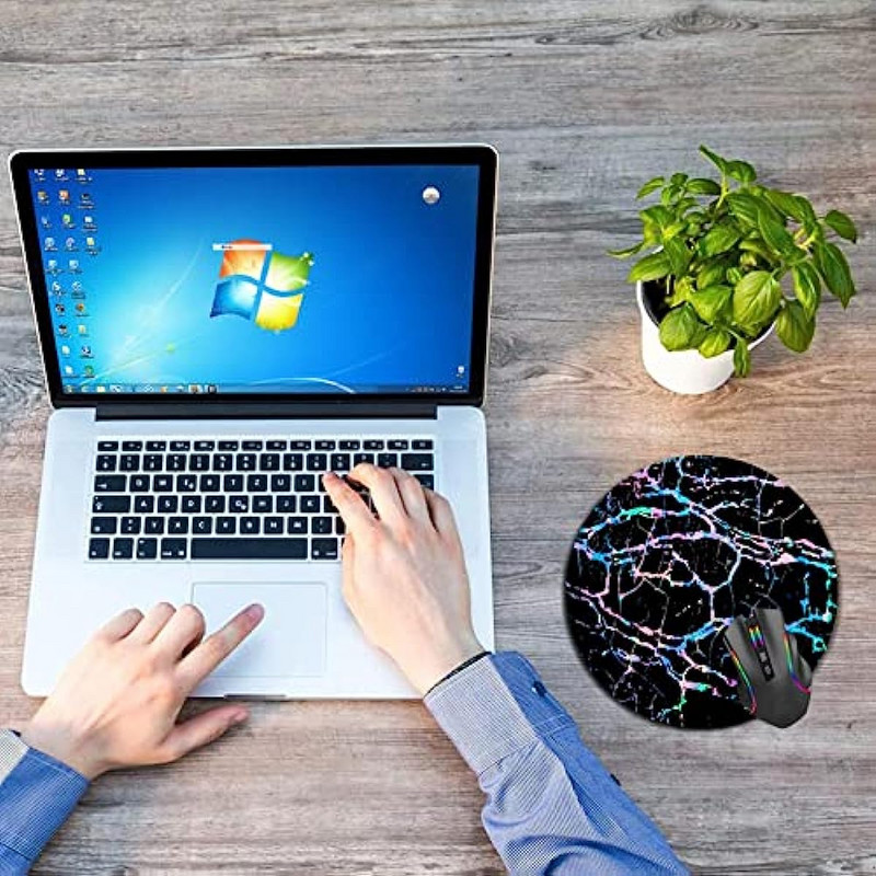 Rainbow Stripes Μαύρο Μάρμαρο Υπολογιστή Mouse pad Σχεδιασμός Mouse pad Mouse pad για υπολογιστές Office Home 7,9" x 7,9" ίντσες