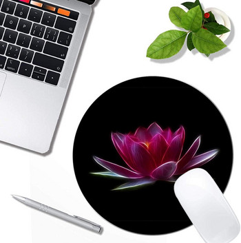 Цвете, водно растение, подложка за мишка, кръгла неплъзгаща се гумена подложка за мишка, лаптоп, офис компютър, декор, сладък дизайн на аксесоари за бюро, подложка за мишка