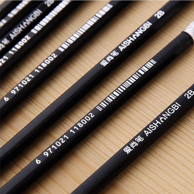 12 бр./кутия Дървен молив 2B Молив с гумичка Детско рисуване Ученик Писане на канцеларски материали Безплатна острилка за моливи