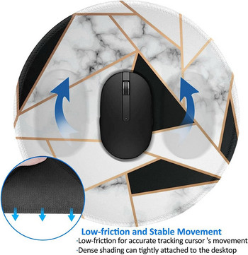 7,9-инчова кръгла подложка за мишка Черно-бяла мраморна текстура Неплъзгаща се игрална подложка за мишка за компютри, лаптоп, игри, офис, дома