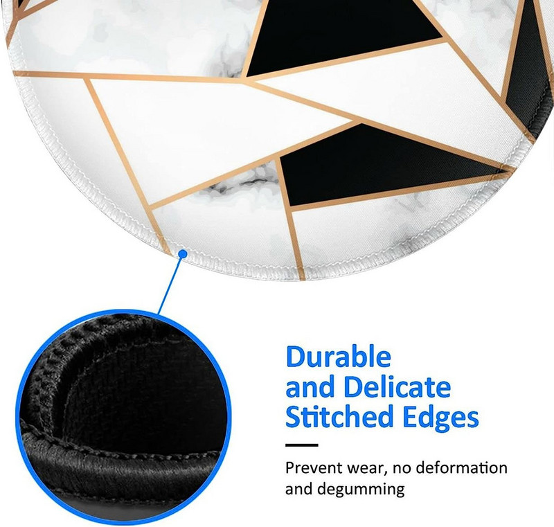 Στρογγυλό ποντίκι 7,9 ιντσών Μαύρο και άσπρο μαρμάρινο αντιολισθητικό στρώμα ποντικιού για τυχερά παιχνίδια για υπολογιστές Laptop Gaming Office Home