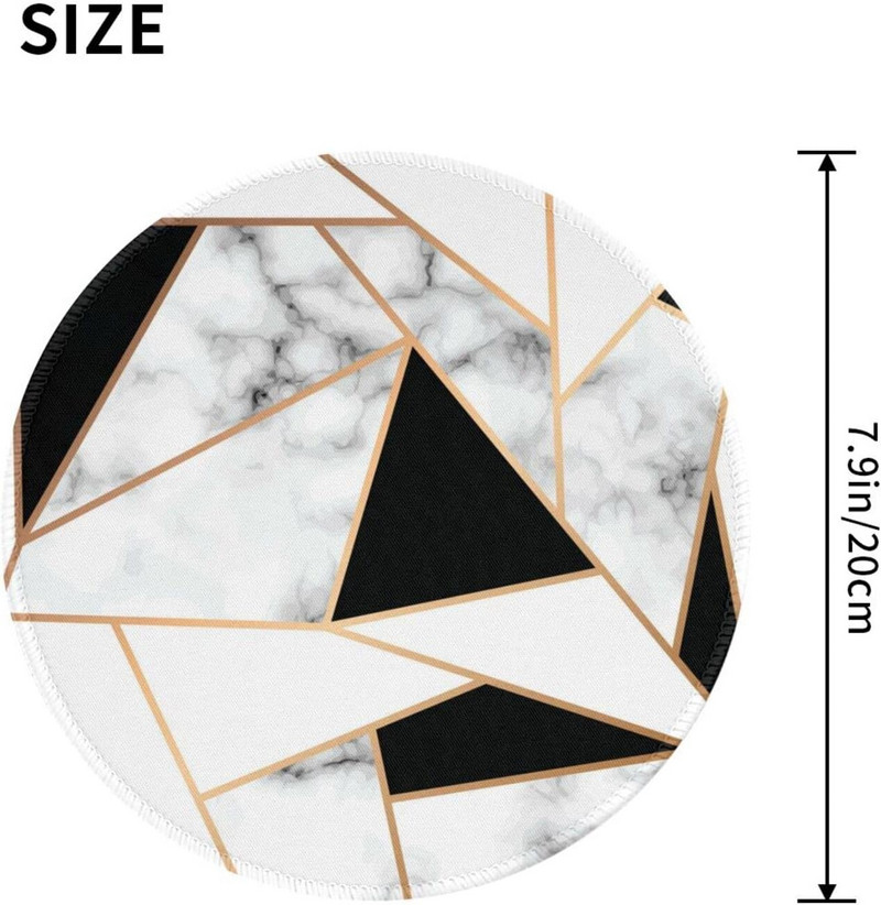 Στρογγυλό ποντίκι 7,9 ιντσών Μαύρο και άσπρο μαρμάρινο αντιολισθητικό στρώμα ποντικιού για τυχερά παιχνίδια για υπολογιστές Laptop Gaming Office Home