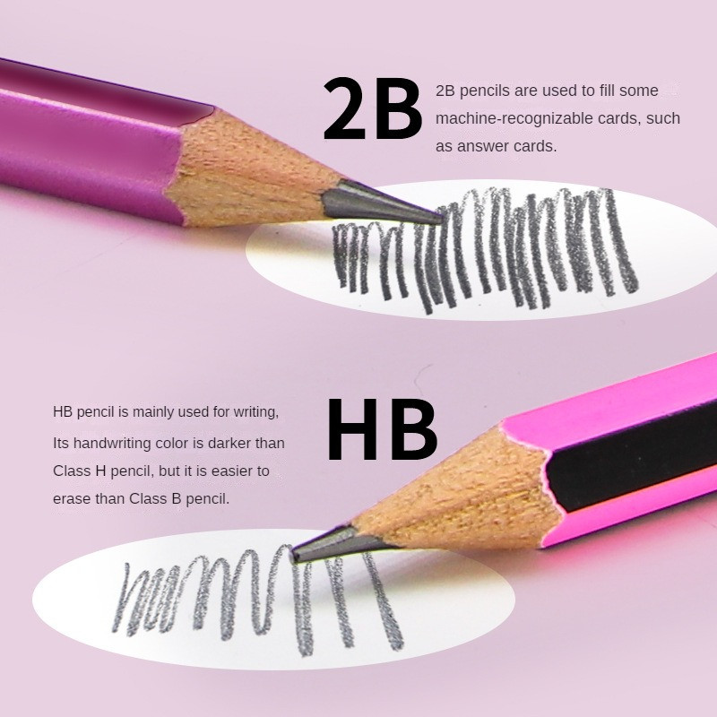 12 бр. / Партида Обикновен молив Дървени моливи 2B/HB Молив с гумичка Детски подарък Молив за рисуване Училищни канцеларски материали