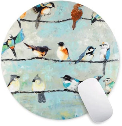 Ακουαρέλα Bird Flock Στρογγυλό Mouse Pad Natural Plants gaming Mouse Mat for Design Αντιολισθητική βάση από καουτσούκ αδιάβροχα mouse pads