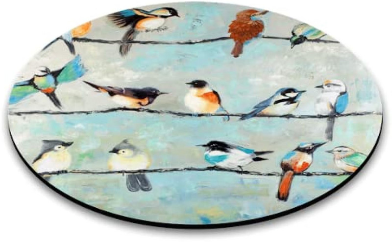 Ακουαρέλα Bird Flock Στρογγυλό Mouse Pad Natural Plants gaming Mouse Mat for Design Αντιολισθητική βάση από καουτσούκ αδιάβροχα mouse pads