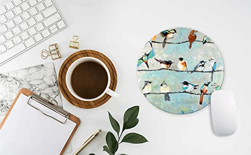 Ακουαρέλα Bird Flock Στρογγυλό Mouse Pad Natural Plants gaming Mouse Mat for Design Αντιολισθητική βάση από καουτσούκ αδιάβροχα mouse pads
