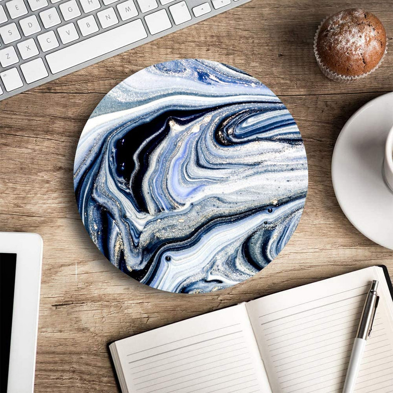 Вихрови мраморна кръгла подложка за мишка Геймърска подложка за мишка Водоустойчива кръгла подложка за мишка Неплъзгаща се гумена основа Подложки за мишка 7,9x0,12 инча