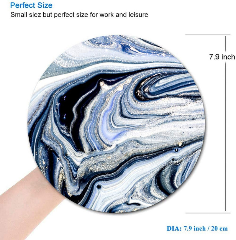 Вихрови мраморна кръгла подложка за мишка Геймърска подложка за мишка Водоустойчива кръгла подложка за мишка Неплъзгаща се гумена основа Подложки за мишка 7,9x0,12 инча
