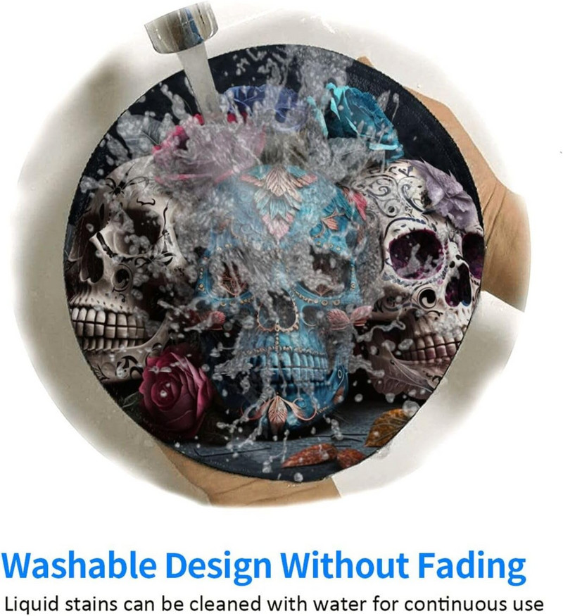 Gothic Skulls Day of The Dead Art Mouse Pad Αντιολισθητικό ελαστικό στρογγυλό mousepads χαλάκι για gaming υπολογιστή γραφείου Φορητός υπολογιστής σπίτι Δώρα