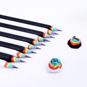 2 PCS Rainbow Pencil 2B Pencil Black White Suit Creative Personality Student Pencil For Kids Gift Училищни офис принадлежности Молив