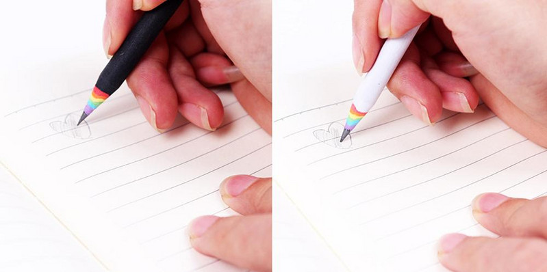 2 PCS Rainbow Pencil 2B Pencil Black White Suit Creative Personality Student Pencil For Kids Gift Училищни офис принадлежности Молив