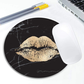 Μοντέρνο χρυσό χείλος Μαύρο μάρμαρο mousepad Στρογγυλό αντιολισθητικό ελαστικό mousepad Φορητός υπολογιστής γραφείου Χαριτωμένα αξεσουάρ γραφείου Mousepad