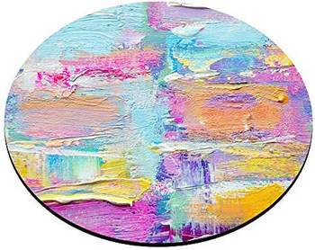 Στρογγυλό Mousepad Paint Ελαιοχρωματισμοί Αφηρημένη εκτύπωση Πολύχρωμο Mouse Pad Rainbow Κίτρινο Λευκό Βιολετί Ροζ Μπλε Μωβ για γραφείο