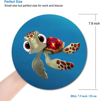 Kawaii Turtle Round Mouse Pad Cute Gaming Mouse Mat Αδιάβροχο αντιολισθητικό λαστιχένιο πάνελ ποντικιών 7,9x0,12 ιντσών