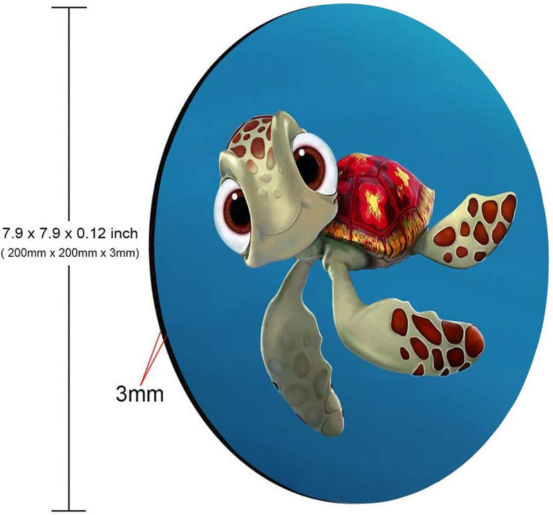 Kawaii Turtle Round Mouse Pad Cute Gaming Mouse Mat Αδιάβροχο αντιολισθητικό λαστιχένιο πάνελ ποντικιών 7,9x0,12 ιντσών