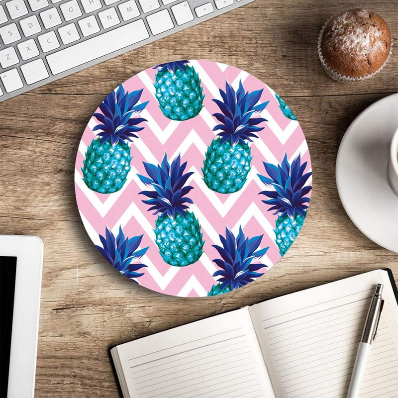 Ananassi ümmargune mänguhiirematt Veekindel ümmargune hiirematt, libisemisvastane kummist alus, 7,9 x 0,12 tolli