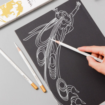 1 τεμ. Λευκό κάρβουνο στυλό σκίτσο με μολύβι πινέλο σκίτσο Highlight στυλό ζωγραφικής Εργαλείο ζωγραφικής Μαλακό, μεσαίο σκληρό, προμήθειες τέχνης στυλό από άνθρακα