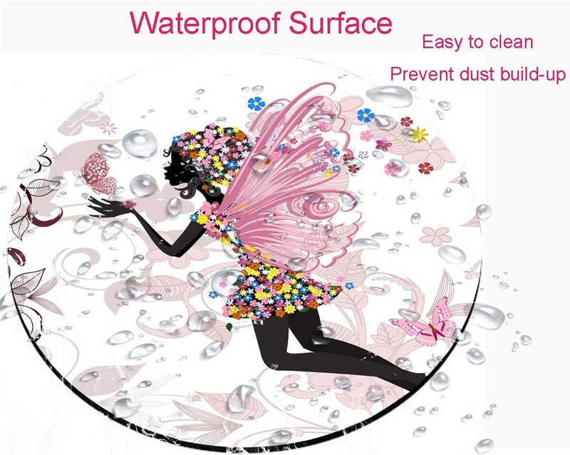 Butterfly Girl Στρογγυλό Mouse Pad Gaming Mouse Mat Αδιάβροχο κυκλικό Mouse Pad Αντιολισθητική βάση από καουτσούκ Mousepad 7,9x0,12 ίντσες