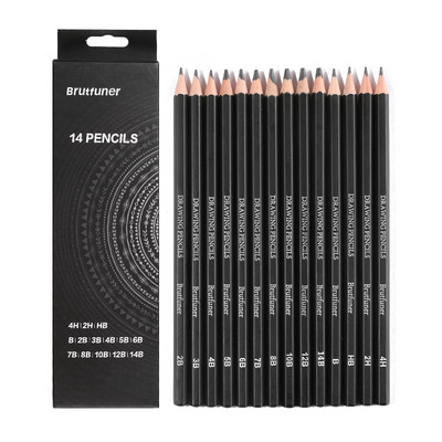 14PCS Set Professional Drawing Sketching Pencil Art Pencils Graphite Shading Pencils Standard Pencil Artists Beginners Supplies