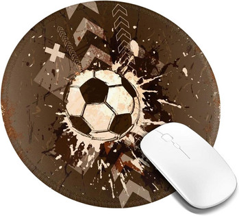 Винтидж Футбол Спорт Спорт Кръгла подложка за мишка Подложка за мишка Подложка за мишка за компютърно бюро Игри Лаптоп Офис Неплъзгаща се гума
