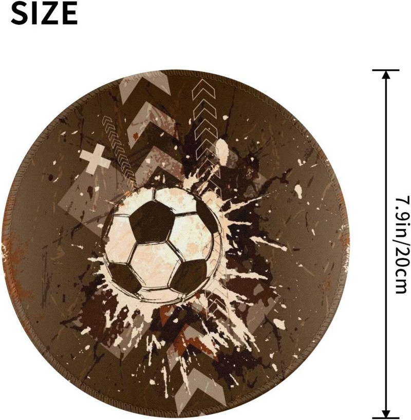 Vintage Football Sport Sports Στρογγυλό Mousepad Mousepad Χαλάκι ποντικιού για γραφείο υπολογιστή παιχνιδιών φορητό υπολογιστή γραφείου Αντιολισθητικό καουτσούκ