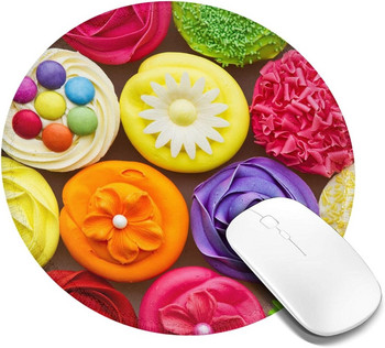 Cool Sweet Cupcakes Mouse Mat με αντιολισθητική λαστιχένια βάση Χαριτωμένο στρογγυλό mousepad για φορητό υπολογιστή γραφείου σπιτιού Δώρα 7,9x7,9 ιντσών