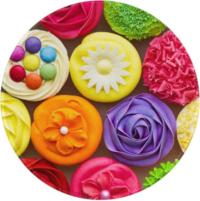 Cool Sweet Cupcakes Mouse Mat με αντιολισθητική λαστιχένια βάση Χαριτωμένο στρογγυλό mousepad για φορητό υπολογιστή γραφείου σπιτιού Δώρα 7,9x7,9 ιντσών