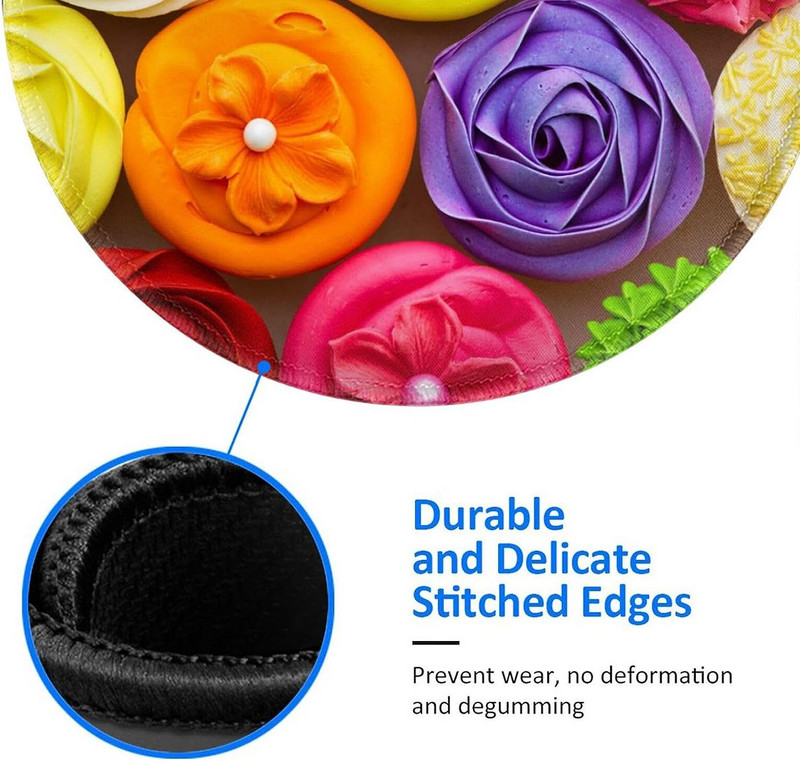 Cool Sweet Cupcakes Mouse Mat με αντιολισθητική λαστιχένια βάση Χαριτωμένο στρογγυλό mousepad για φορητό υπολογιστή γραφείου σπιτιού Δώρα 7,9x7,9 ιντσών