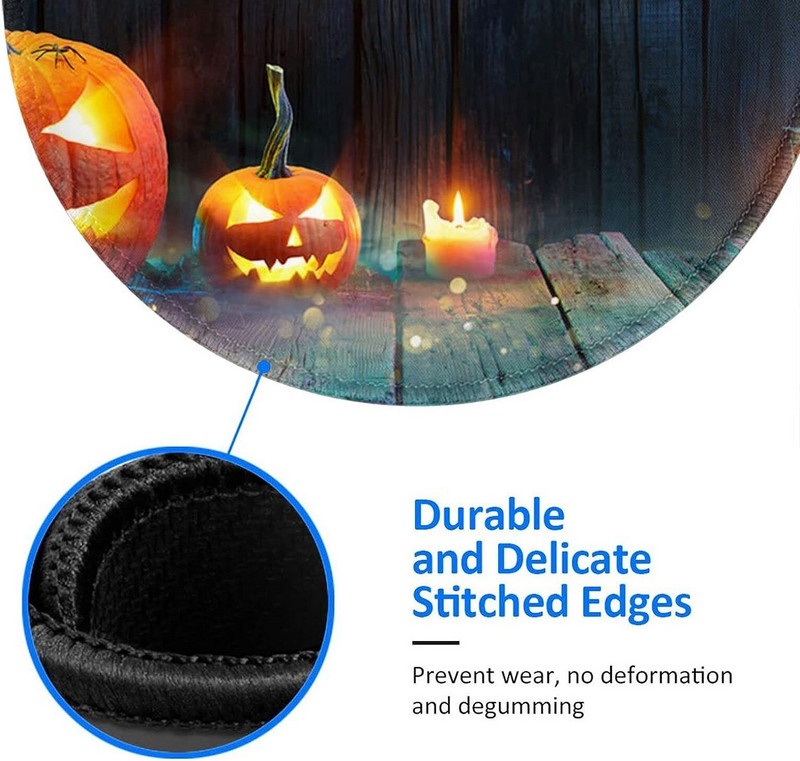 Halloween Pumpkin τυπωμένο στρογγυλό mouse pad Αντιολισθητικά ελαστικά mousepads Μικρό ποντίκι για δώρα γραφείου 7,9 x 7,9 ιντσών