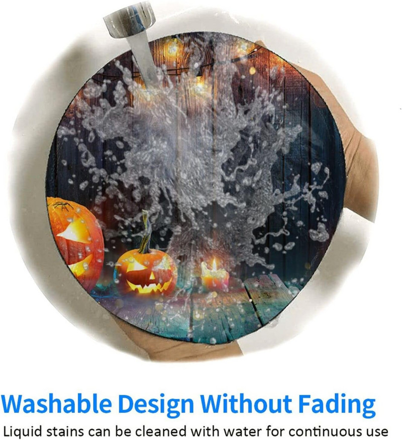 Halloween Pumpkin τυπωμένο στρογγυλό mouse pad Αντιολισθητικά ελαστικά mousepads Μικρό ποντίκι για δώρα γραφείου 7,9 x 7,9 ιντσών