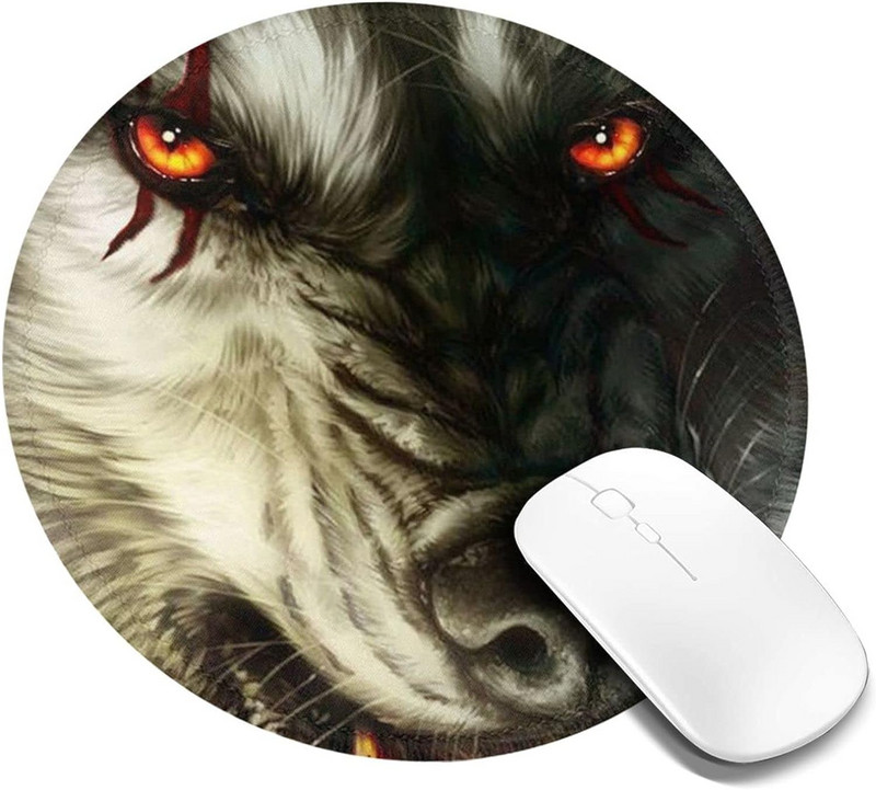 Werewolf Bloody Mouse Pad rotund Animal sălbatic Mousepad Covoraș antiderapant din cauciuc pentru computer, birou, jocuri, laptop, birou, birou