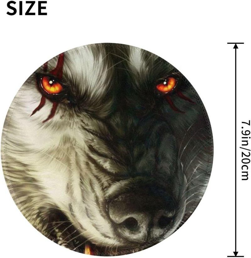 Werewolf Bloody Mouse Pad rotund Animal sălbatic Mousepad Covoraș antiderapant din cauciuc pentru computer, birou, jocuri, laptop, birou, birou