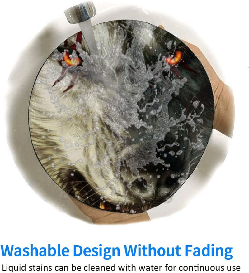 Werewolf Bloody Mouse Pad rotund Animal sălbatic Mousepad Covoraș antiderapant din cauciuc pentru computer, birou, jocuri, laptop, birou, birou