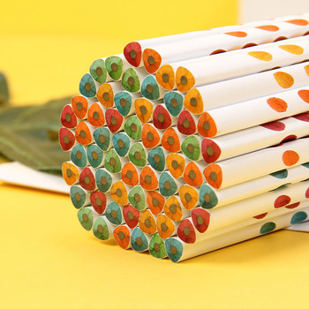 Цветни дървени моливи с дупки 12 бр. Кутия HB/2B Триъгълен лост В кутия Правилен захват Детска живопис Скициране Детски ученически пособия