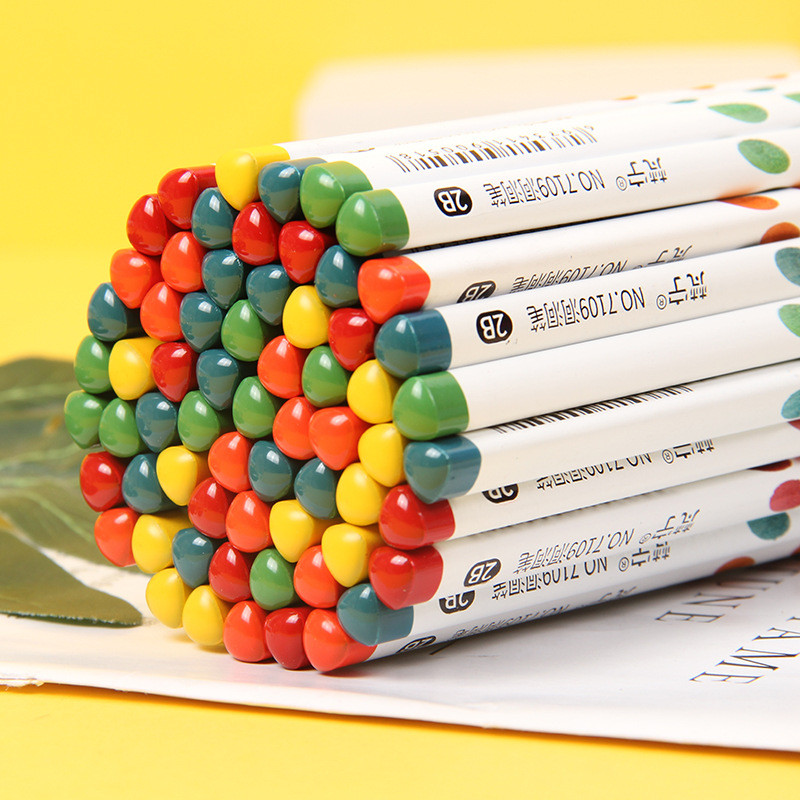 Цветни дървени моливи с дупки 12 бр. Кутия HB/2B Триъгълен лост В кутия Правилен захват Детска живопис Скициране Детски ученически пособия