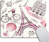 Love Pink Paris Vintage Floral Eiffel Mouse Pad Vintage Romantic Paris Floral Bike Painting Print Art Mouse Pads 9,5 x 7,9 ίντσες