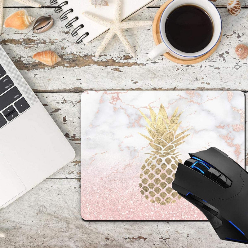 Подложка за мишка Ананас върху мрамор Подложки за компютърна мишка Аксесоари за бюро Неплъзгаща се гумена основа Подложка за мишка за мишка за лаптоп