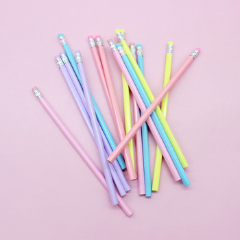 15 бр./лот Macaron цветен дървен молив HB молив с гумичка Детски молив за рисуване Училищни канцеларски материали