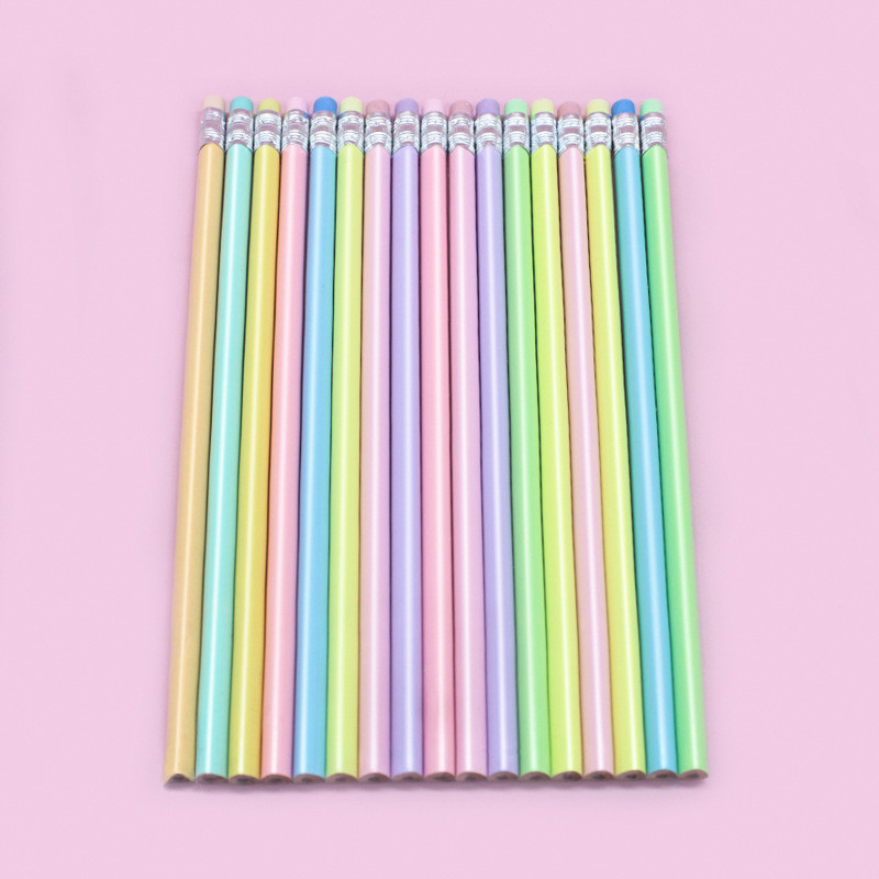 15 бр./лот Macaron цветен дървен молив HB молив с гумичка Детски молив за рисуване Училищни канцеларски материали